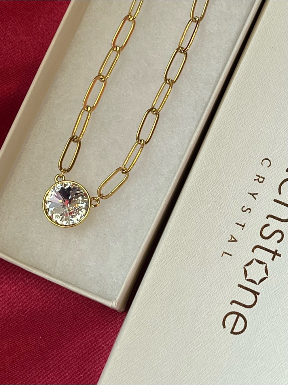 Touchstone Crystal “Golden Hour” Swarovski Gold-Link Necklace, NWT